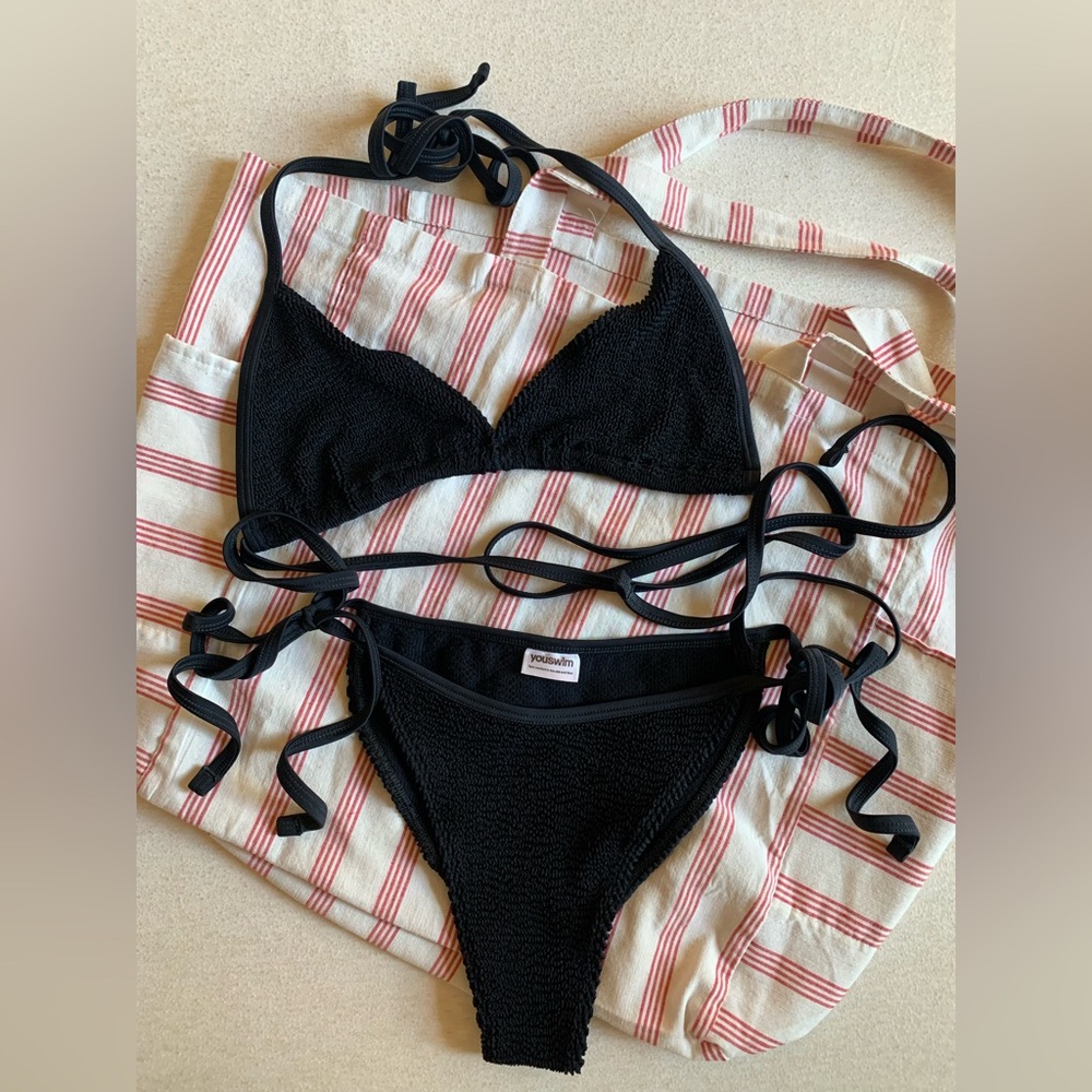 Youswim Zera Tie Sides Two Piece Black Bikini Set